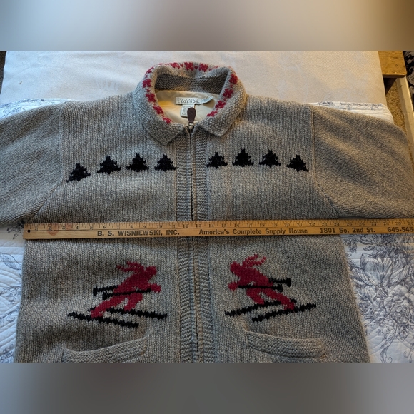 Eddie Bauer Legends lined zip up sweater with skiers xl - Picture 6 of 13